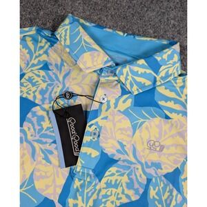 Good Good Golf Polo Shirt Mens Medium Oasis Leaves Floral Performance NWT
